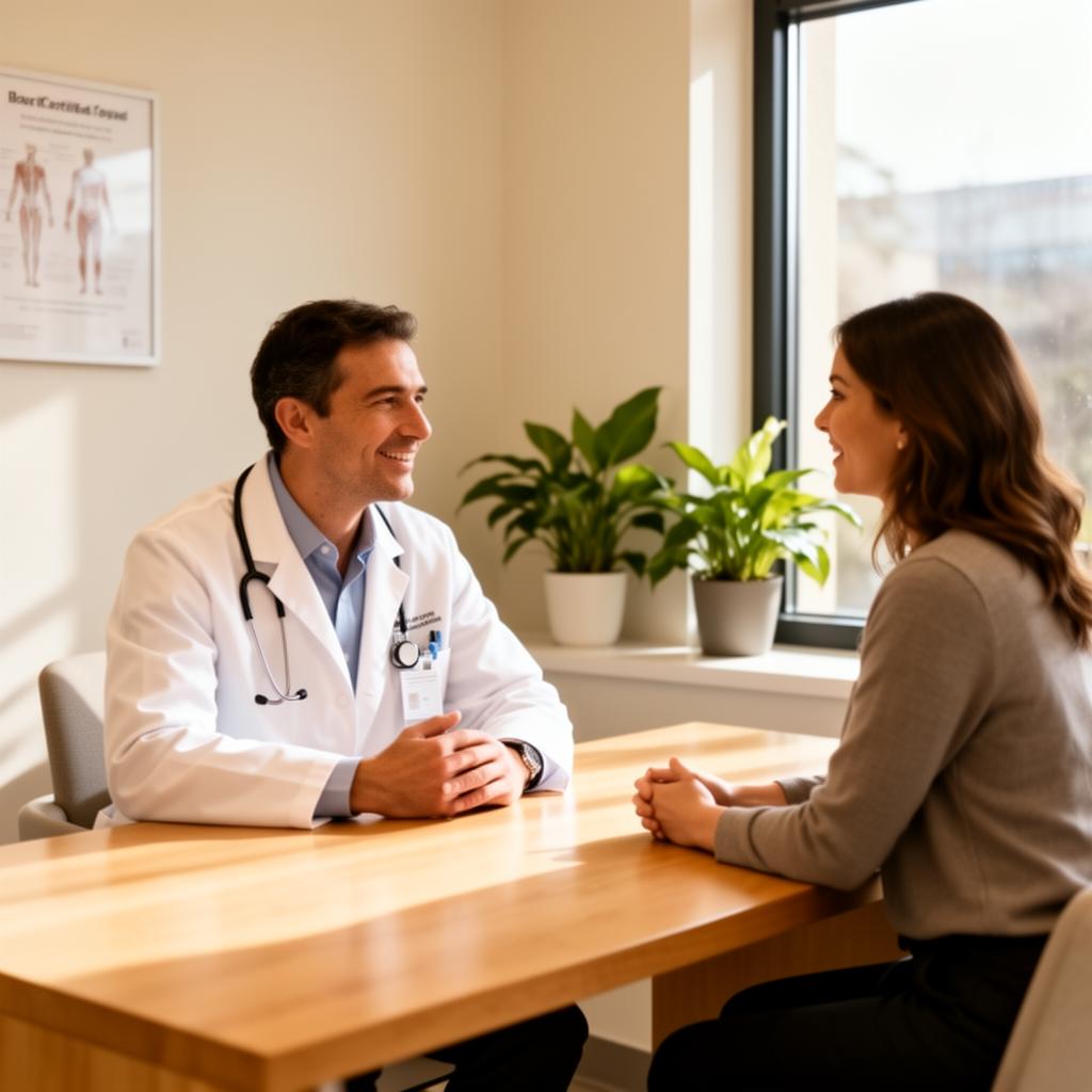 Board-certified physician meeting with a patient at Tate Medical Associates